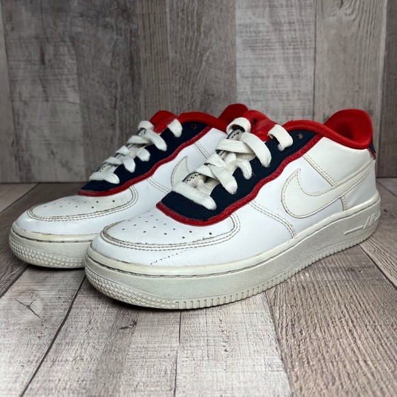 Nike Air Force 1 Double Layer Youth Sneakers White Red Blue Size 4Y BV1084-101 - Picture 1 of 12